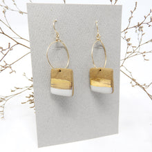  White and Gold Ceramic Earrings