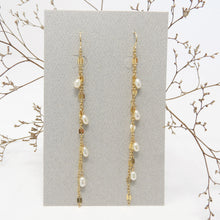  White Freshwater Pearl Chain Earrings