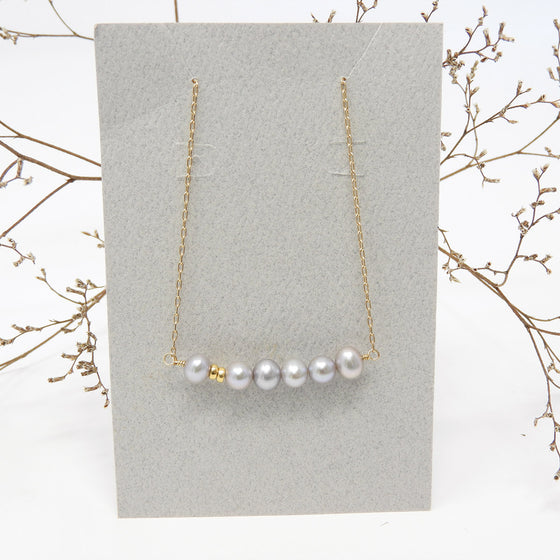 Light Grey Freshwater Pearl Bar Necklace