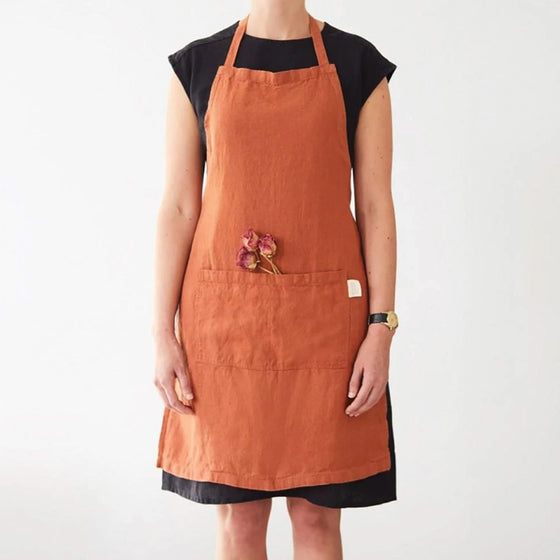 Washed Linen Apron - Baked Clay