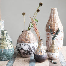  Rattan and clay vase