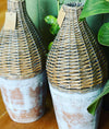 Rattan and clay vase